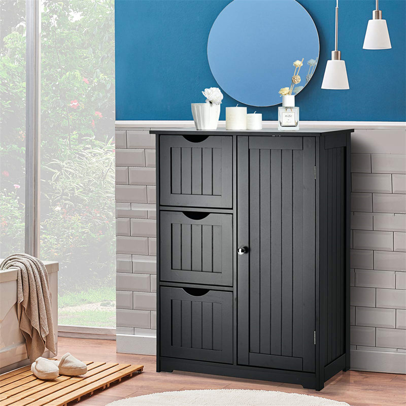 Aashritha Freestanding Bathroom Cabinet, Black