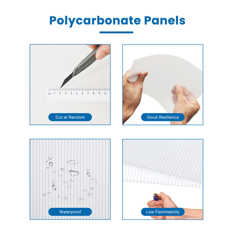 6Pcs Polycarbonate Panels, 0.4cm H x 122cm W x 61cm D