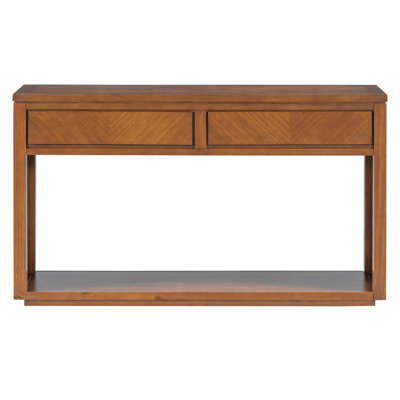 55"" Console Table, Rustic Wooden Entryway Table with Storage Drawers and Open Shelf, Elegant Sofa Table for Hallway and Living Room -  Gracie Oaks, EABA4721CA21423288897B4C303D0CF9
