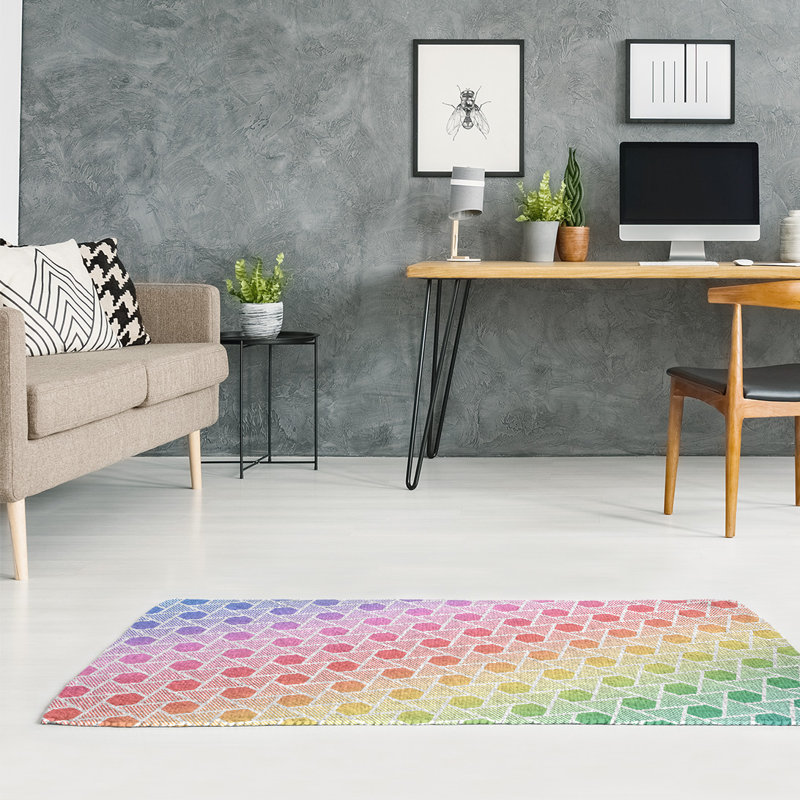 Tapis de zone en poly rouge hexagonals & triangles, Rectangle 3 pi x 5 pi