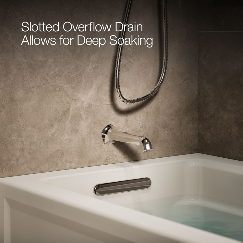 Archer 60" x 32" Alcove/Tile Soaking Bathtub, Biscuit, Left