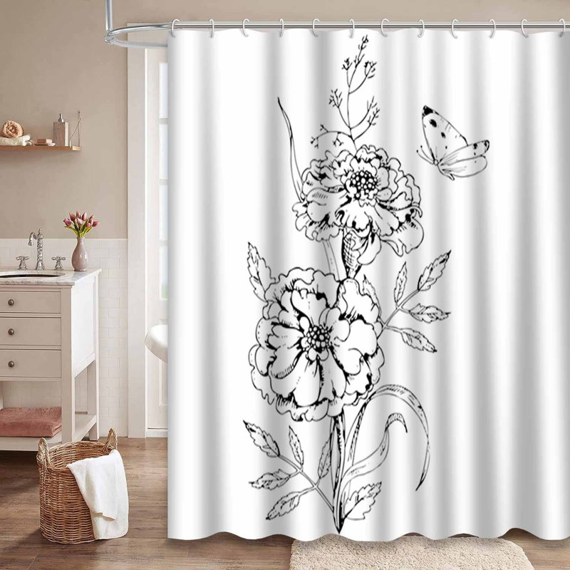 Rideau de douche avec 12 crochets, L 72 po x l 84 po