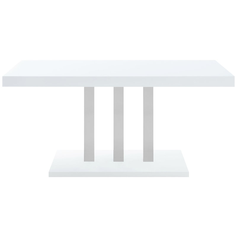 5 salles à manger pour la salle, base blanche ultrabrillante, base, chaises rembourrées, 4 sièges contemporains avec table et cadre arrière solide,