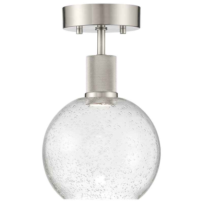 Port Nine Glass Semi Flush Mount, Brushed Steel