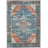 Ducote Washable Teal and Rust Machine Woven Area Rug