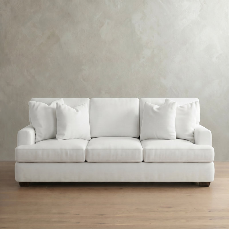Emilio 90'' Upholstered Sofa, Classic Bleach White Twill