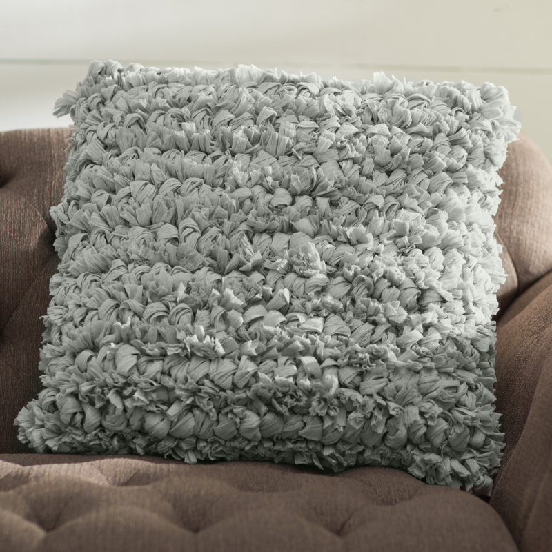 Silver Polyester Square Decorative Throw Pillow 20" x 20"