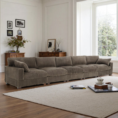 5-Piece Faux Rabbit Fur Sectional Sofa