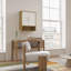 Armoire murale de salle de bain avec porte double, tablette inférieure, portes à motif ondulé, tablette intérieure réglable, installation facile, bois blanc et naturel