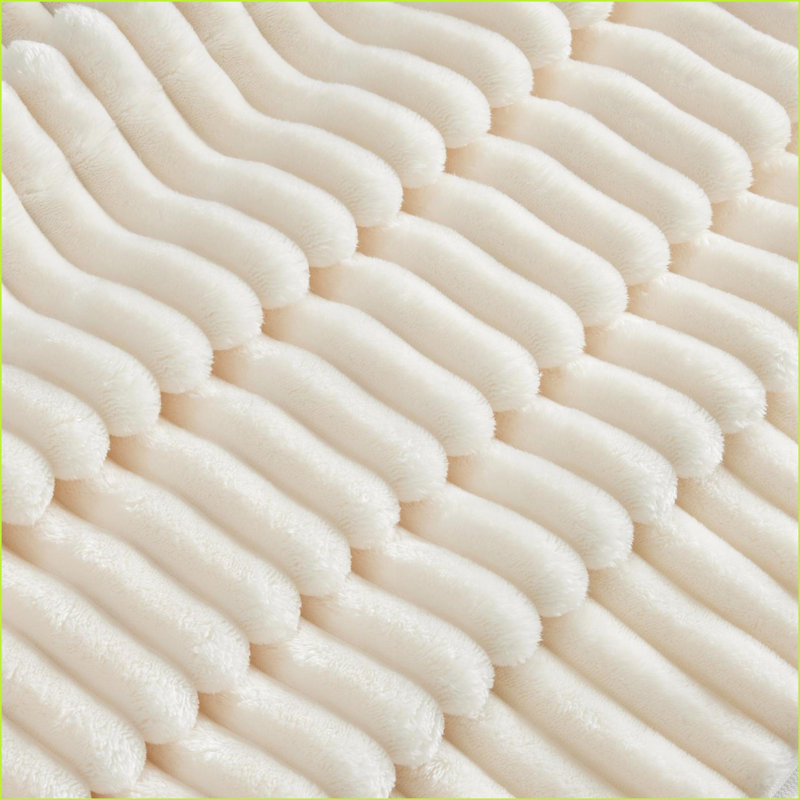 Ottoman, Modern Corduroy Cream for Living Room Family | Wood | Black, Cream