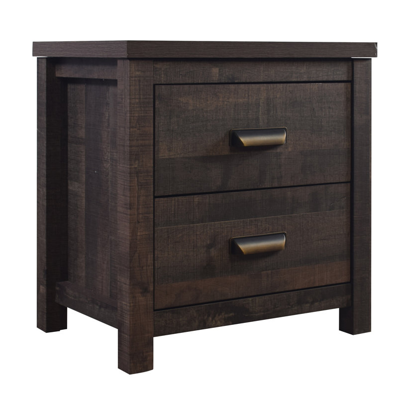 Niglaes Two Drawers Wood Nightstand