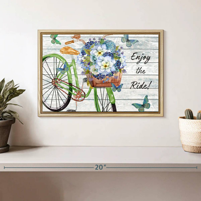 Inspirations de bicyclette III, Cadre flottant en bois naturel, 13 po x 9 po