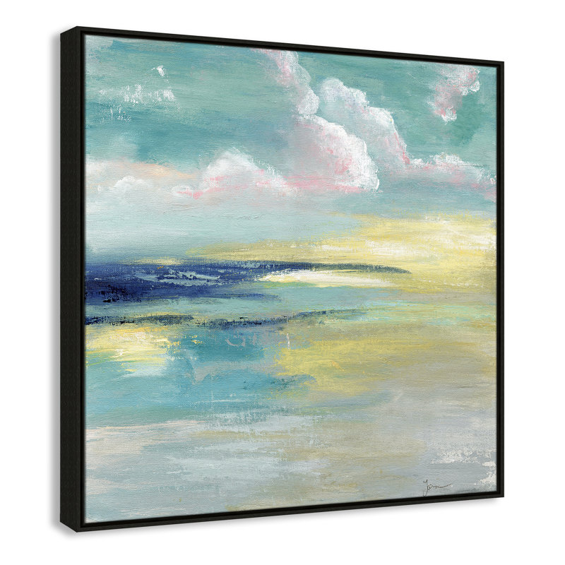 Ocean View by Tava Studios, Espresso Framed Canvas, 37.5" H x 37.5" W x 2" D