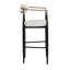 Tabourets de bar à hauteur de comptoir - Collection de 2 tabourets doubles en simili cuir et fer beige avec support robuste
