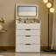 Bureau de coiffeuse 3 en 1 avec miroir rabattable, petit ensemble de coiffeuse avec bureau en verre visible, coiffeuse de maquillage compacte avec 3 tiroirs, outil rembourré, coiffeuse pour chambre à coucher