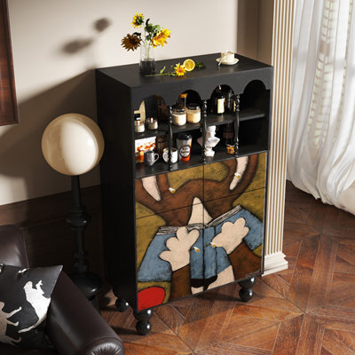 Creative wooden double door accent cabinet