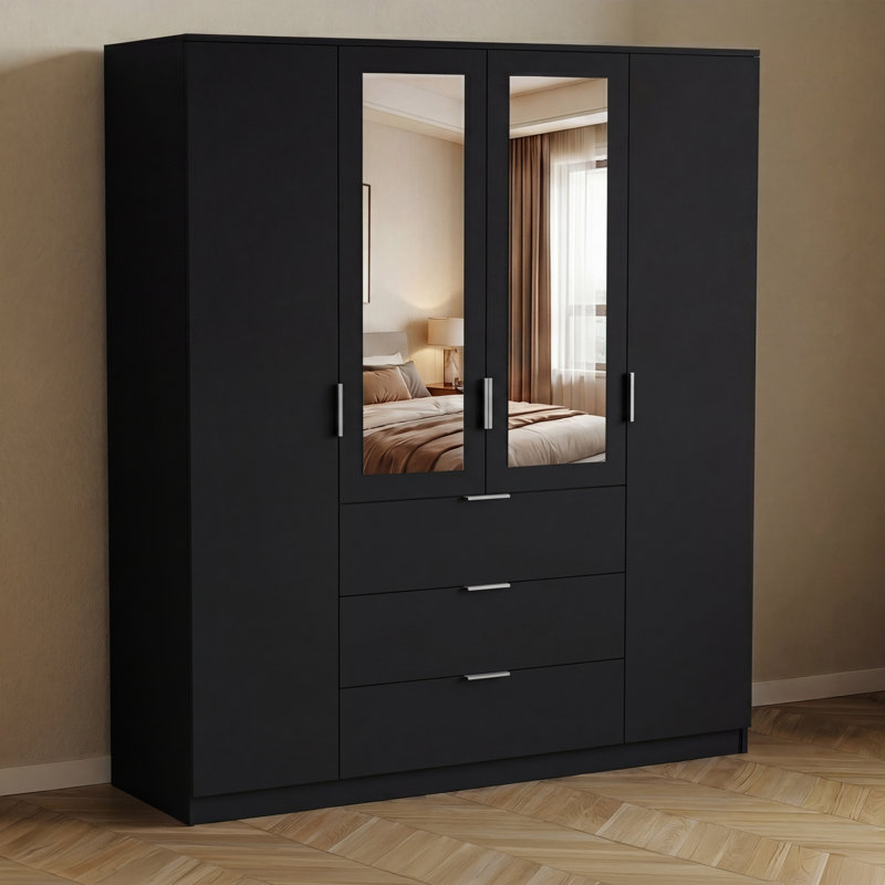 Particleboard Wardrobe, Black