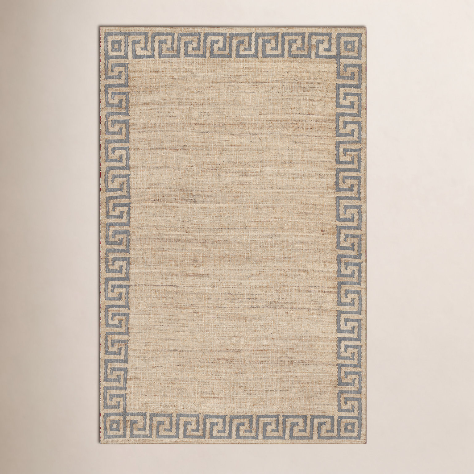 Orchard Greek Key Blue Hand-Woven Jute Rug, Rectangle 10' x 14'