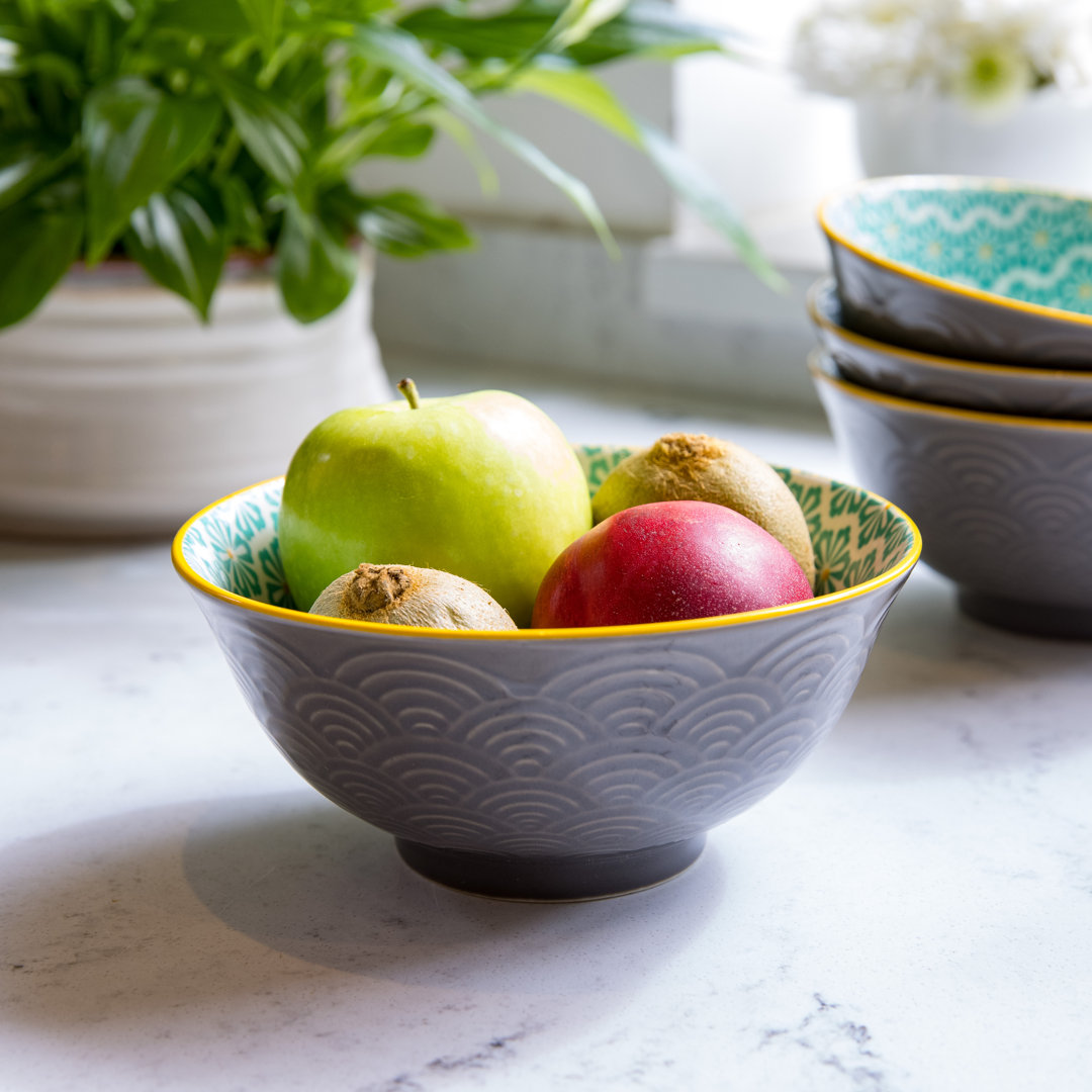 KitchenCraft Grey Arched Pattern Ceramic Bowls