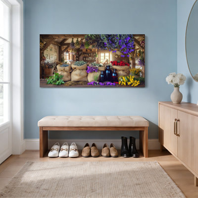 Herbal Cottage Garden Canvas Wrapped Wall Art Oil Painting Print Set Of 1