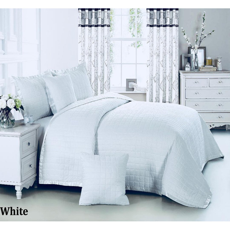 Diller Microfibre Bedspread Set, White, 240 x 250 cm Bedspread - 2 Shams