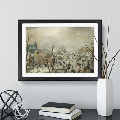 Winter Landscape with Skaters by Hendrick Avercamp - Picture Frame Painting