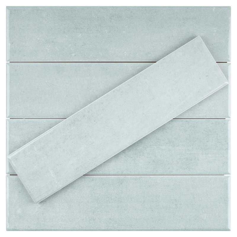 Cyra 2.95 in. X 11.81 in. Polished Ceramic Subway Wall Tile, Light Green