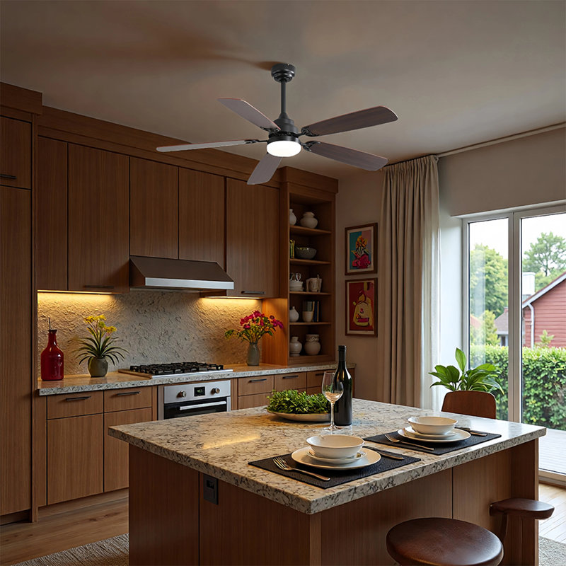 Épaisseur de la lame Whisperbloom de 52 po Ventilateur de plafond intérieur noir avec ampoules DEL et télécommande