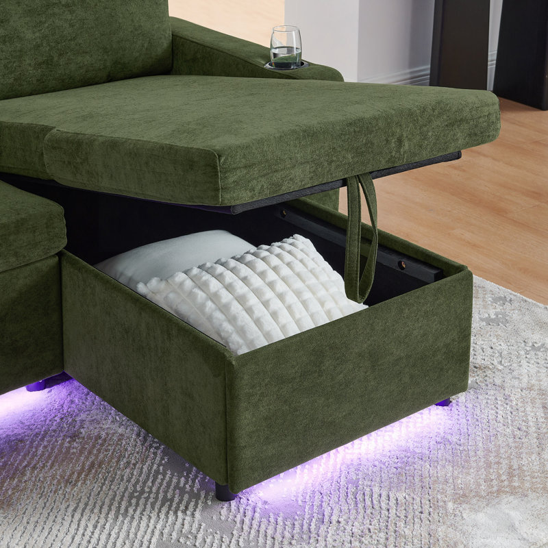 Canapé-lit Chenille, Vert