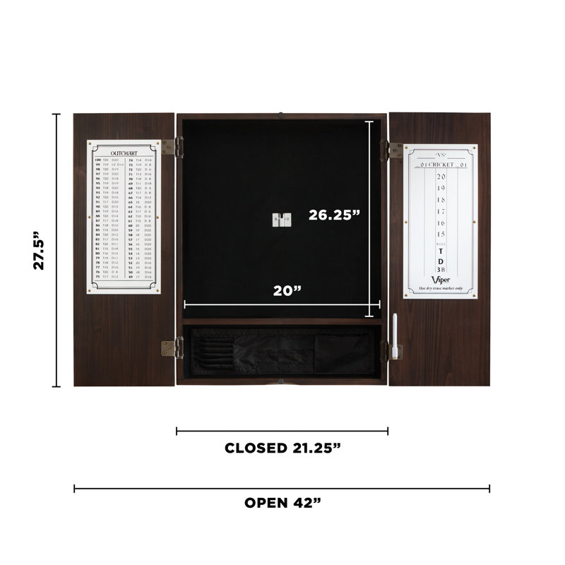 Jeu de fléchettes Viper Razorback en sisal, armoire à espresso Metropolitan, pointe en acier Raven
