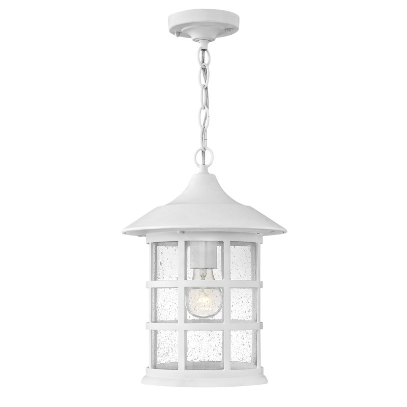 Freeport 1 - Bulb 14" H Outdoor Hanging Lantern, Classic White, Clear Seedy, Medium