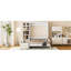 Grand lit escamotable mural avec canapé et tablettes, blanc-56014134
