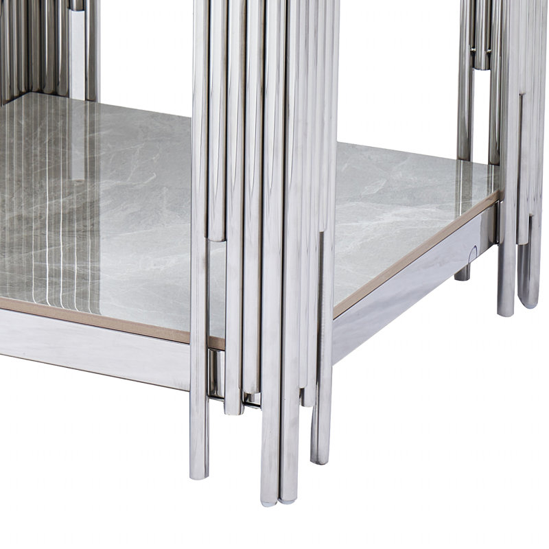 Kya End Table Stone & Stainless Steel
