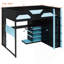 Lit mezzanine double avec bureau, tablettes multiples, lumières USB et RVB, bleu nuage-1059138741