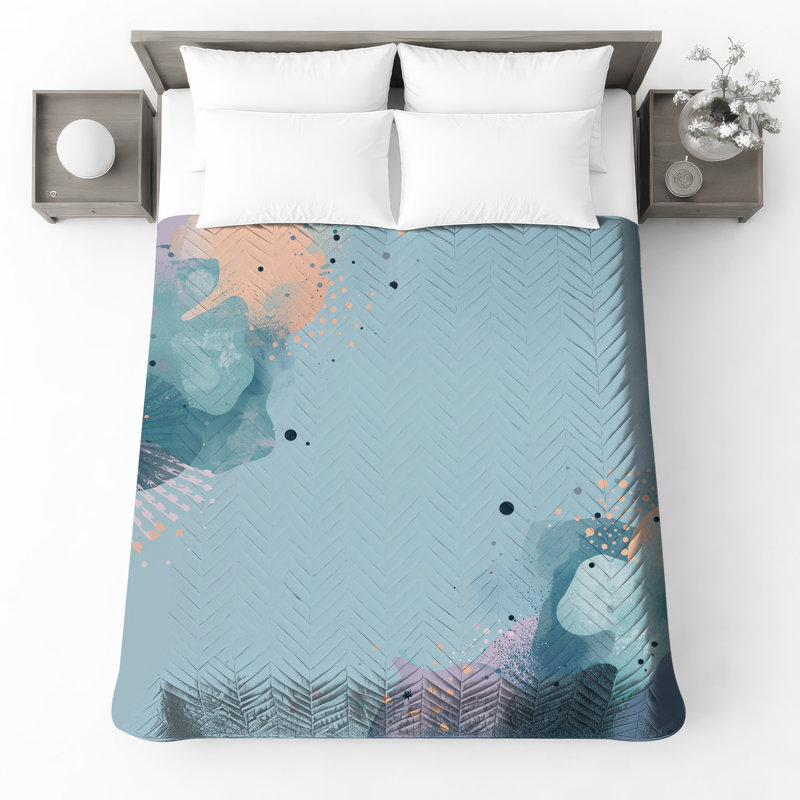 Couvre-lit matelassé bleu abstrait Splash toutes tailles, Grand lit