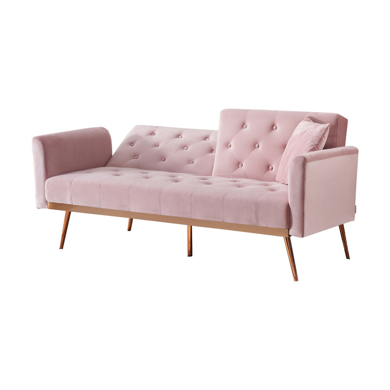 Canapé-lit 68,30 po Dilauro, Velours rose
