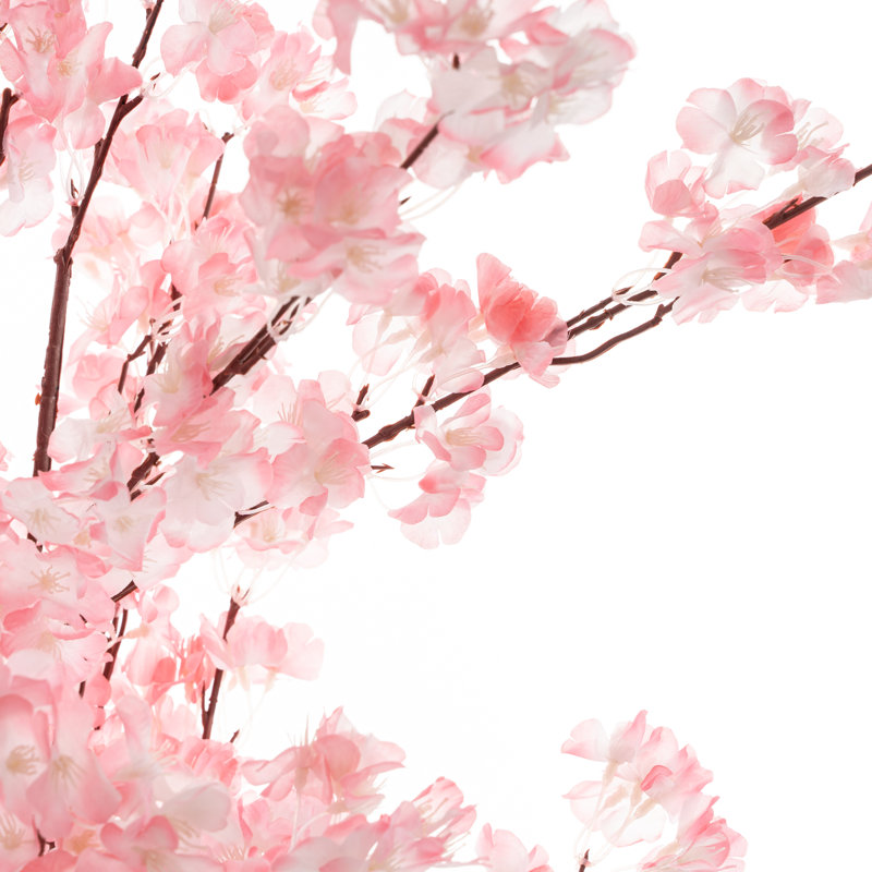 58.5'' Faux Flowering Tree in Metal Freestanding, Pink