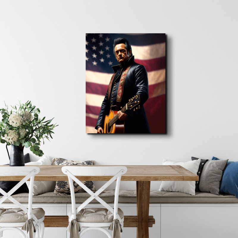 Country Music Johnny Cash par Stephen Chambers - Photographie sur toile tendue, H 18 po x l 15 po x P 1,5 po