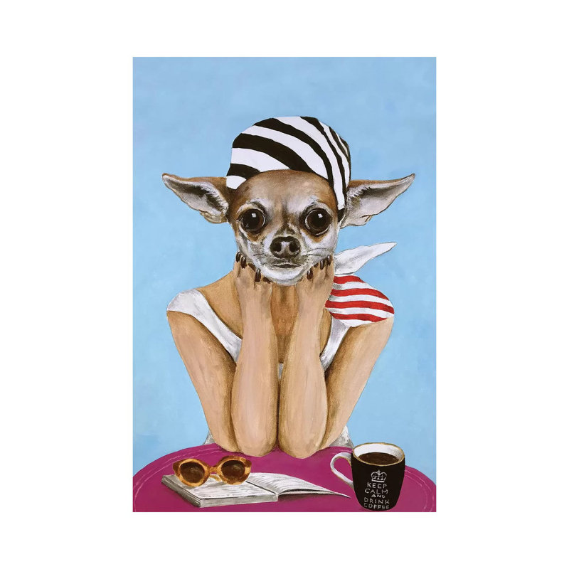 Chihuahua Bistro by Coco De Paris - Gallery-Wrapped Canvas Giclée on Canvas, 30.48 cm H x 45.72 cm W, No Frame