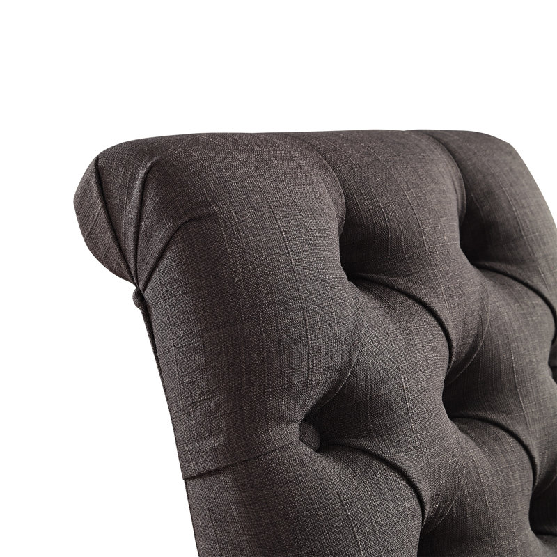 Chaise d'appoint capitonnée Ameriga, Lin / gris foncé