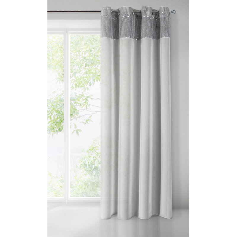 Katel Eyelet Sheer Curtain, Grey