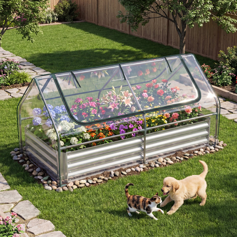 Raised Garden Bed, Silver/Clear