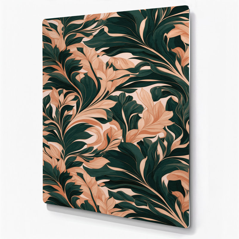 Abstrait floral 20, art mural en métal brun, H 8 po x l 10 po