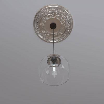 EnduraForm PVC Baltimore Thermoformed Ceiling Medallion, 22"OD x 3 1/2"ID x 1"P (Fits Canopies up to 7 3/4"), Bright Coat Chrome