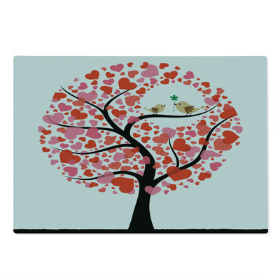 Ambesonne Bird Cutting Board Large Size Nature Flirting Birds Red White Black