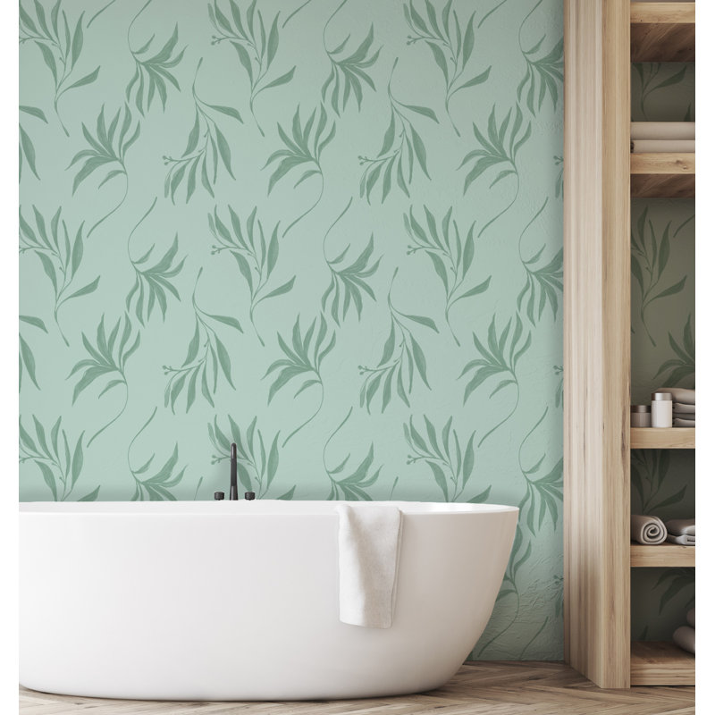 Yuki Osada Floral Wallpaper Double Roll, Seafoam