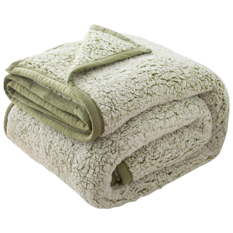 Couvertures en sherpa doux EMME, Lit simple, Marine