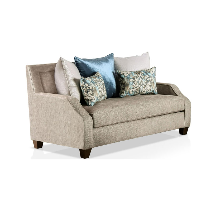 64.4" W Transitional Loveseat, Beige/Teal