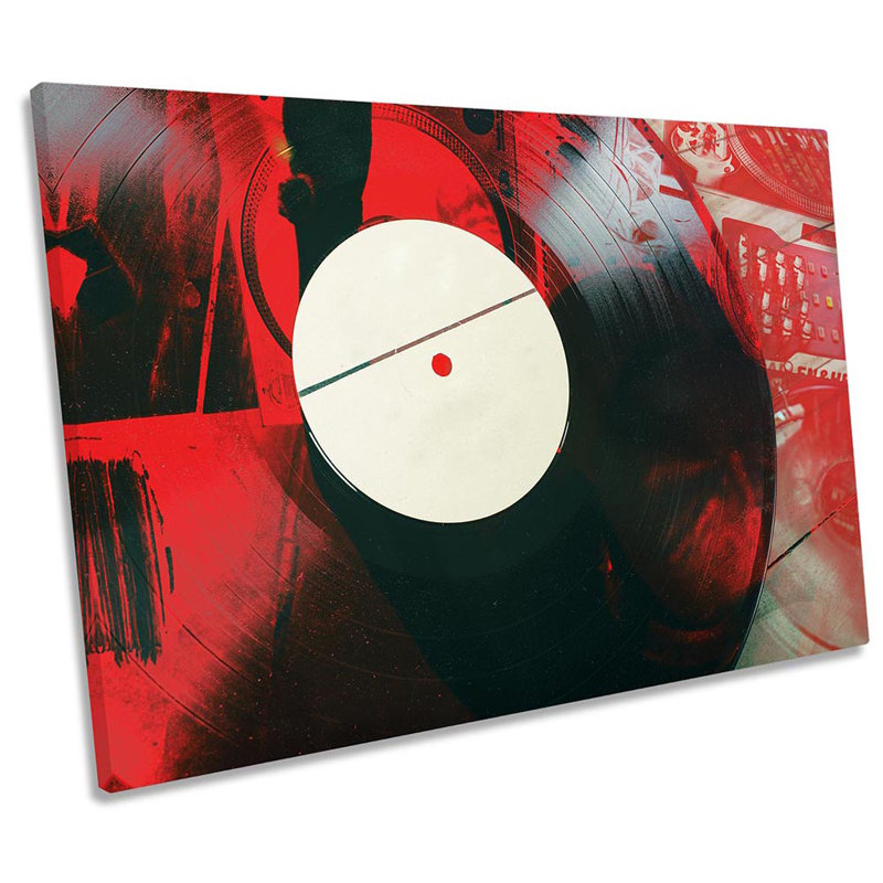 DJ Vinyl Record Grunge - Wrapped Canvas Print, 30.5cm H x 45.7cm W x 2cm D