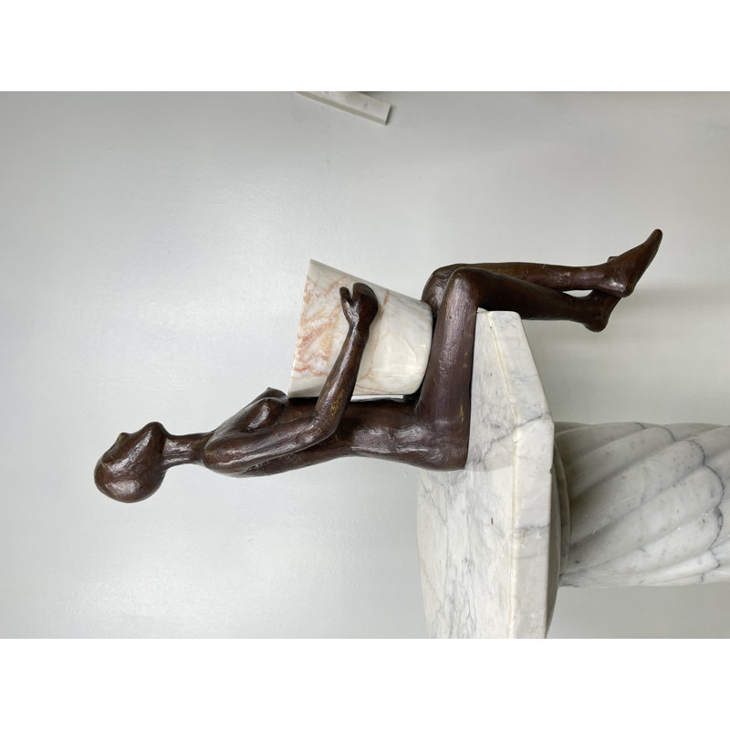 Bronze Modern Lady Sitting Holding Pot Sculpture